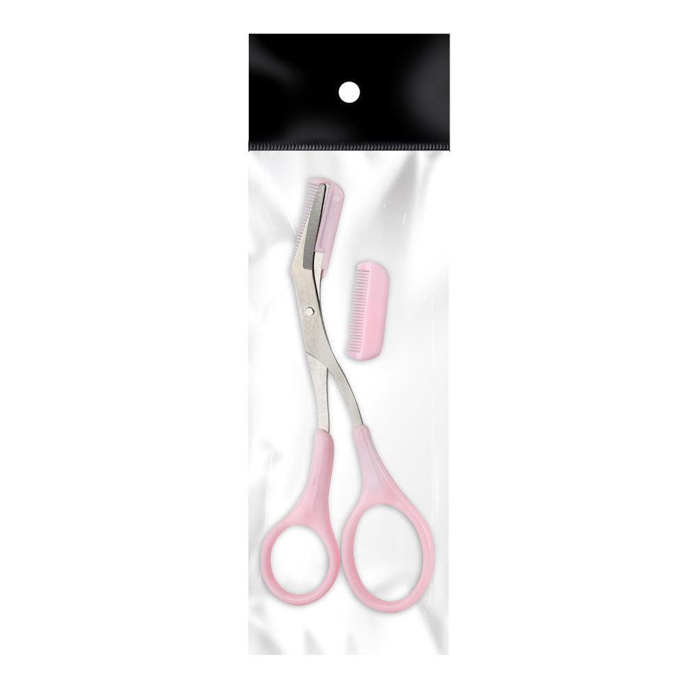 Korean Stainless Steel Eyebrow Trimming Scissors with Comb