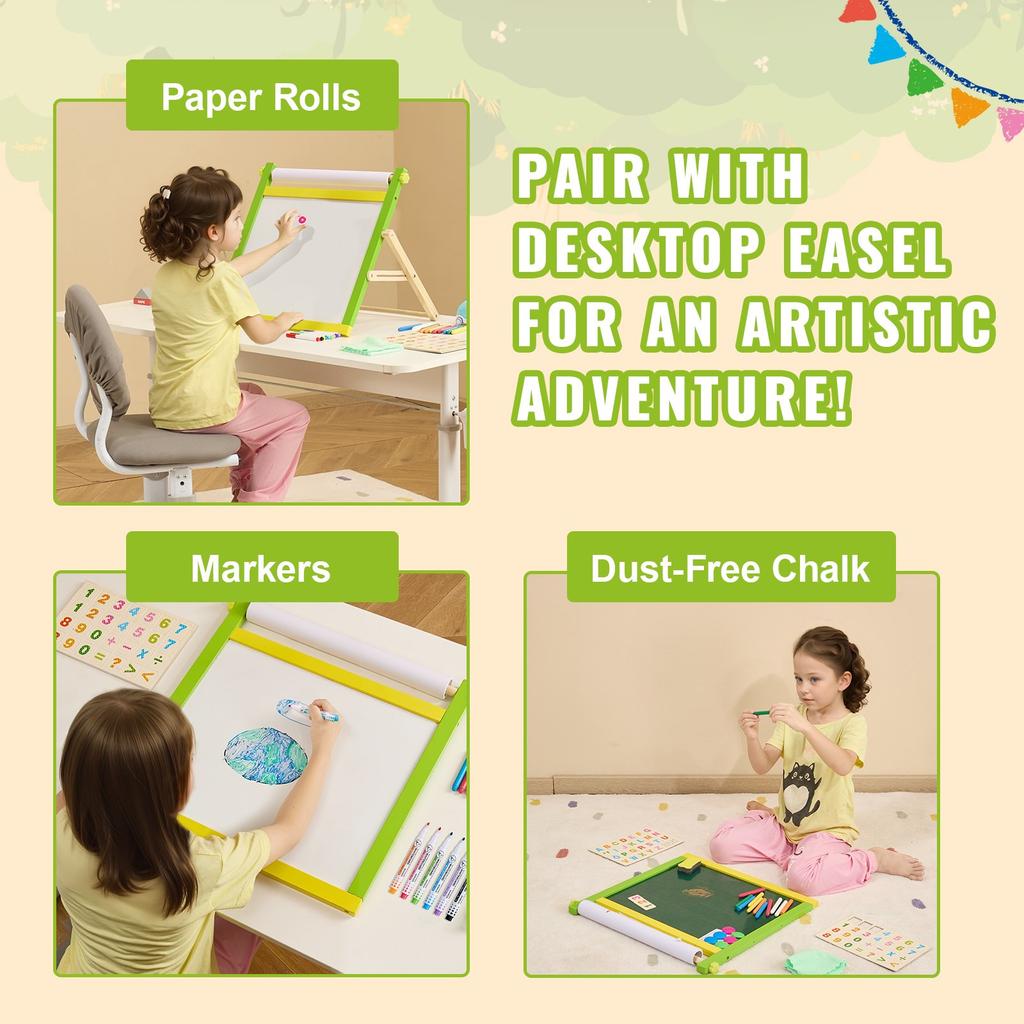 VEVOR Easel Accessory Set, 32 PCS Kid's Art Easel Painting Kit Including Chalks, Dry-Erase Markers & Paper Rolls