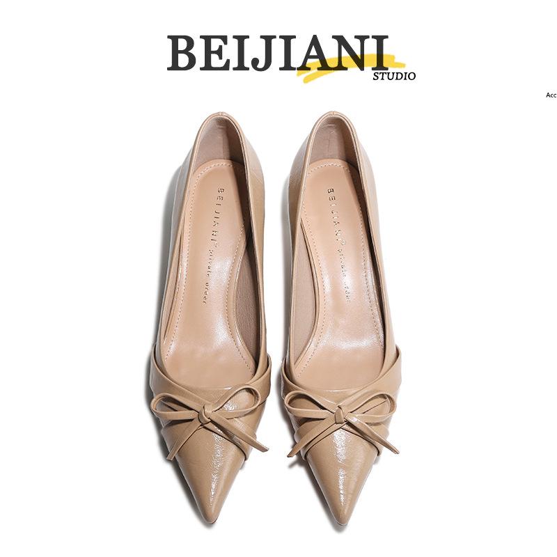 BEIJIANI 1578-27: French Style Bow Pointed Toe Stiletto Heels for Women