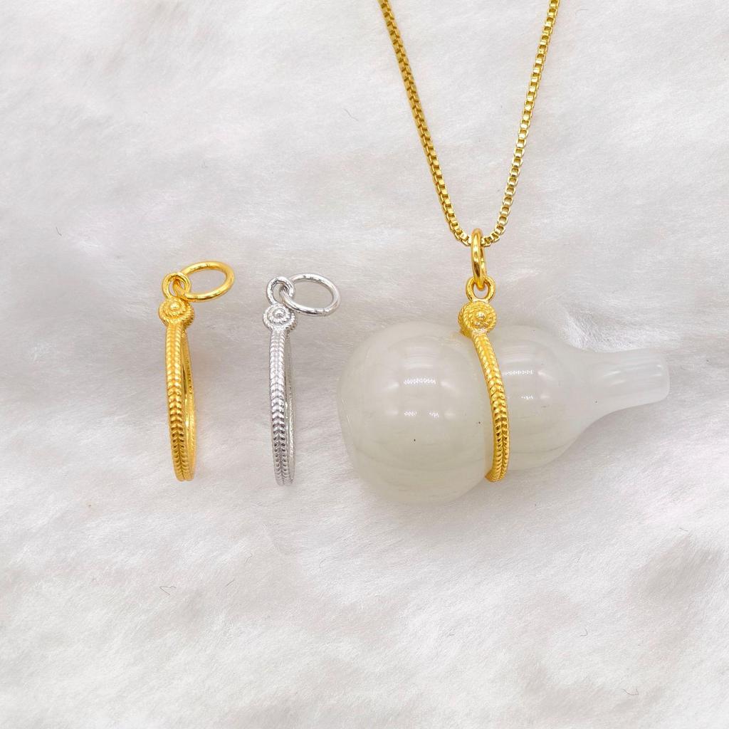 925 Sterling Silver Gourd Pendant Clasp for Jadeite Necklace - Symbol of Fortune and Prosperity