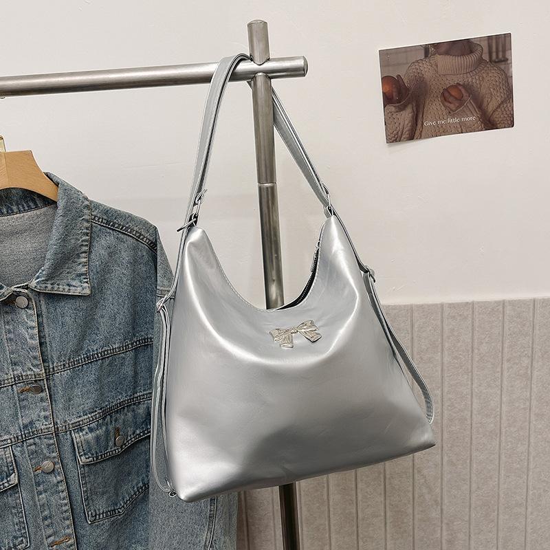 

Вместительная сумка-тоут для поездок на работу, женский рюкзак двойного назначения, новый повседневный рюкзак с бабочкой, чистый ретро, портативная наплечная сумка One Size серебряный