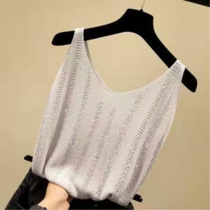 

Женская летняя свободная футболка без рукавов, однотонный топ с V-образным вырезом XXS