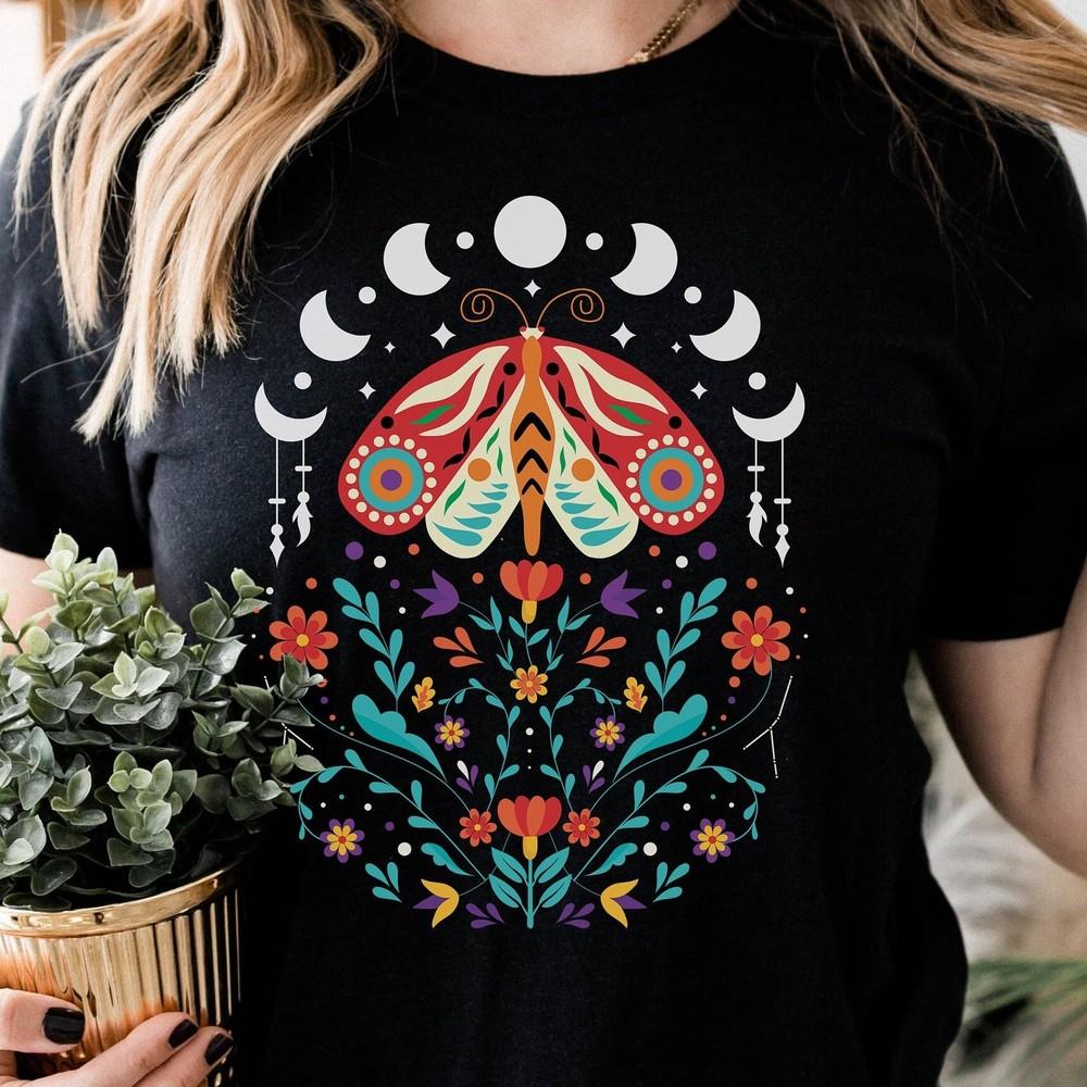 Celestial Moth Butterfly Shirt, Aesthetic Floral Art Nature Graphic T Shirt, #31 Unisex T-Shirt M