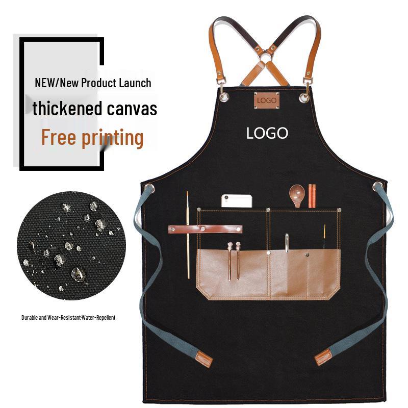 Custom Logo Barber Denim Apron for Hairdressers, Stylists, Artists, and Students