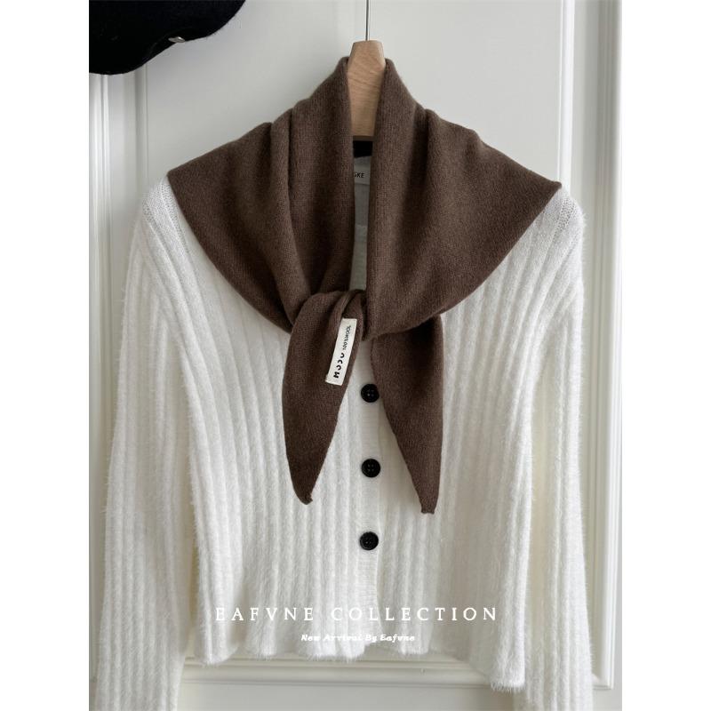 

Triangular Scarf Headscarf Knitted Striped Scarf Women s Multi Functional Small Scarf 110*38cm