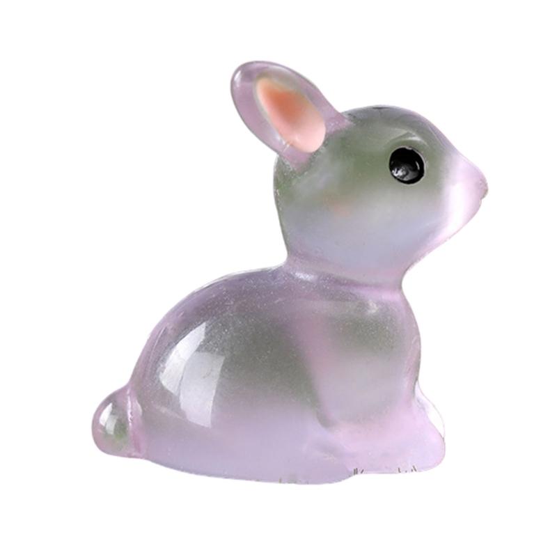 Glowing Rabbits Figurine Light Emitting Resin Decorations for Bedroom or Microlandscape Gardening Figurines 20PCS