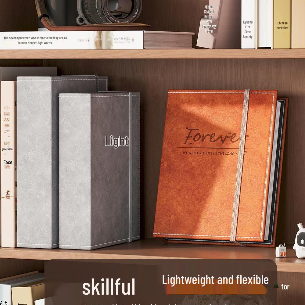 6-Inch Leather Slip-In Photo Album, Holds 5-Inch Photos, Commemorative Baby and Family Album, Large Capacity