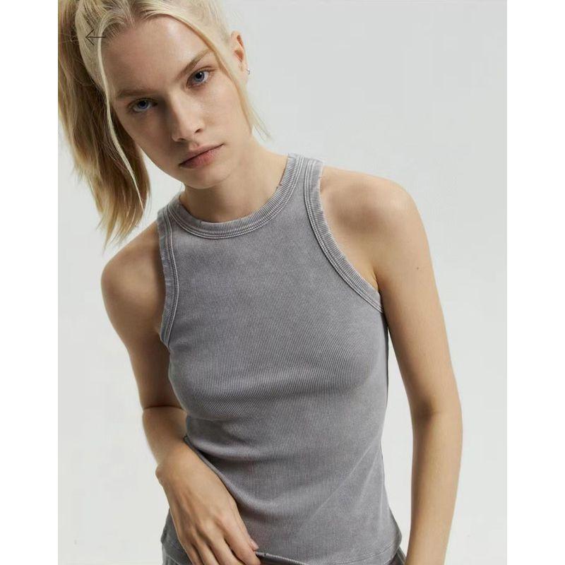 

Футболка с круглым вырезом, рваная, потертая, высокоэластичная, облегающая, с коротким рукавом Vest light gray M