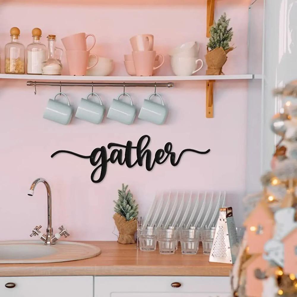 Gather Metal Wall Art Signs Elegant Wall Decorations for Living Room and Kitchen - Stylish and Modern Accent for Your Home Space