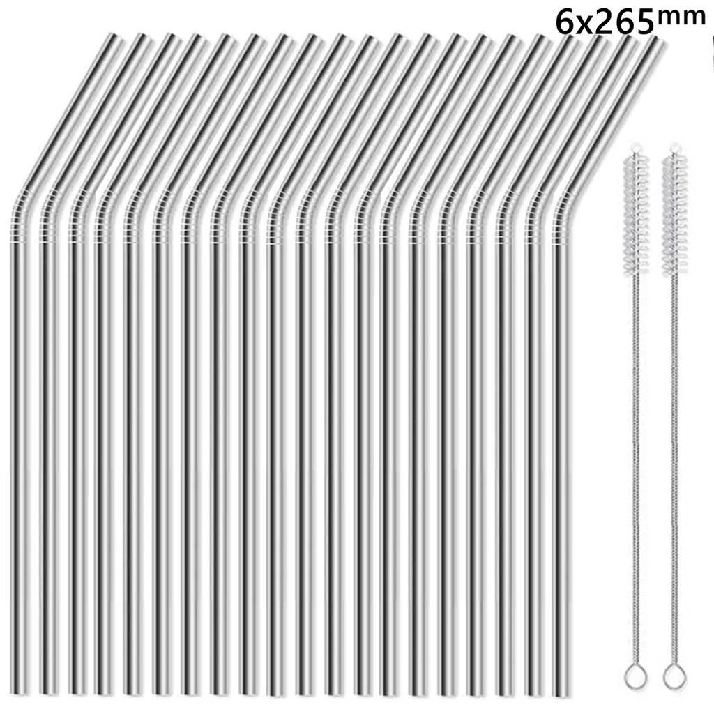20 Pack 265cm Long Rainbow Metal Straws Reusable 304 Stainless Steel Drinking Straws for 30oz and 20oz Cup Bar Accessory
