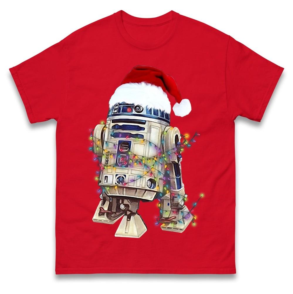 R2d2 Christmas T Shirt Festive Star Wars Droid Santa Lights Holiday Tee Unisex S