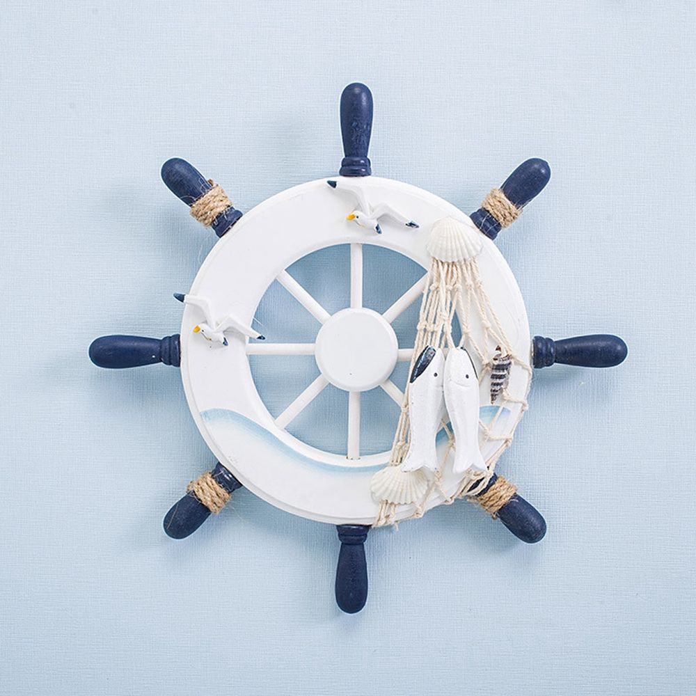 Inch Home Decoration Crafts Art Beach Ship Steering Wheel Wooden Boat Wall Decor Hanging Decoration