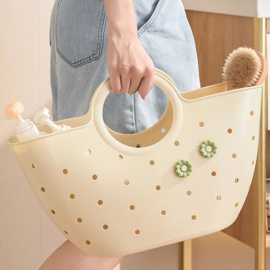 Handheld Basket Portable Bathroom Shower Tote Caddy with Handles Hollowed Out Storage Basket Tote for Home Bedroom College Dorm