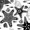 EOBTAIN Black and White Nautical Shower Curtain for Bathroom Summer Starfish and Seaweed Abstract Underwater Fabric Shower Curtain with 10 Hooks
