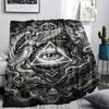 1Pc Knowing Eye Print Flannel Blanket, High quality Comfortable for All Seasons, Home Decor, Warmth and Comfort, Perfect for Christmas Gifts W136