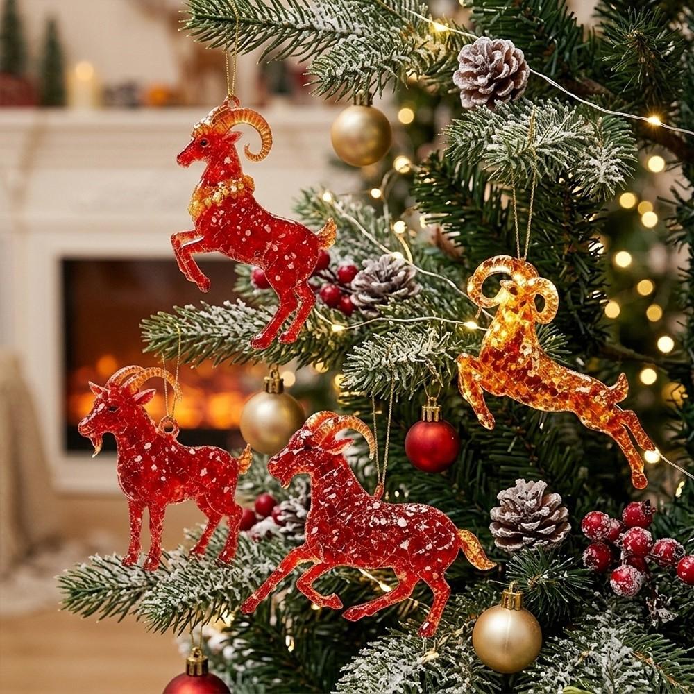 Acrylic Goat Hanging Ornament Set Shining Animal Hanging Decoration  Shop Window Display