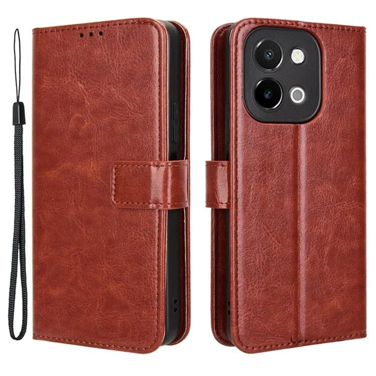 

For vivo Y28 4G Phone Stand Case Crazy Horse Texture PU Leather Phone Cover Shell