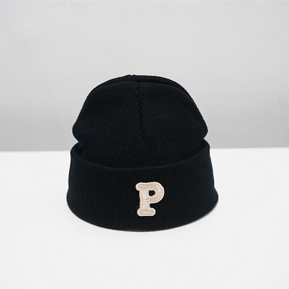 P Letter Baby Knitted Hat Autumn Winter Infant Warm Hat Fashion Baby Beanie Cap  Boys Girls