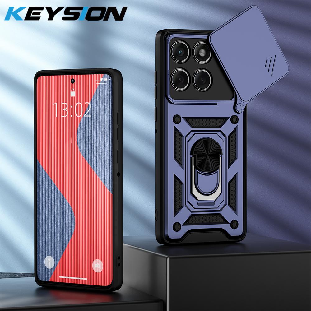 

KEYSION Противоударный чехол для Motorola Edge 60 Pro 5G 60S с защитным кольцом-подставкой для камеры-слайдера, чехол для телефона для Edge 60 Stylus 5G for Edge 60 Pro синий