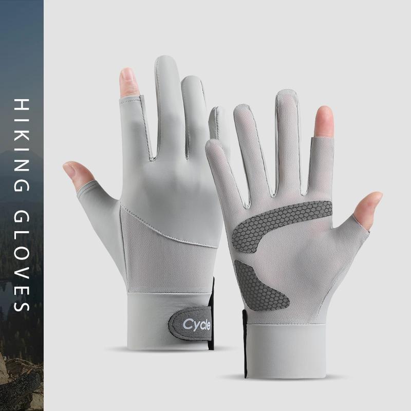 

Yanbiguo 1 Pair Sunscreen Cycling Gloves For Men, Summer Outdoor Driving, Two Finger Anti Slip Touch Screen Hiking Gloves One Size