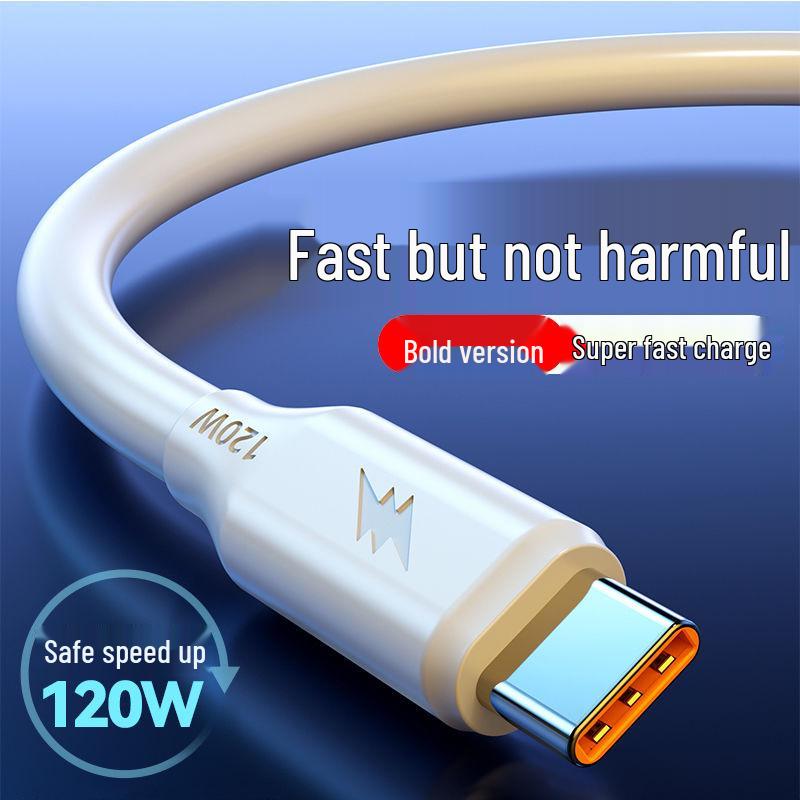 Transparente 120W Super-Schnellladekabel mit zwei Typ-C PD Anschlüssen, kompatibel mit Apple 15 & Huawei