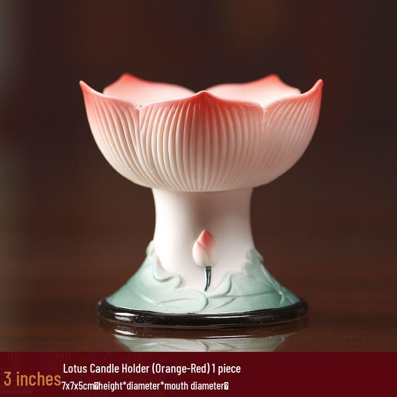 

Small Lotus Ghee Lamp Holder, Bodhi Candle Stand for Buddha Offerings, Household Candlestick with Lotus Base, 4-Hour Burn Time