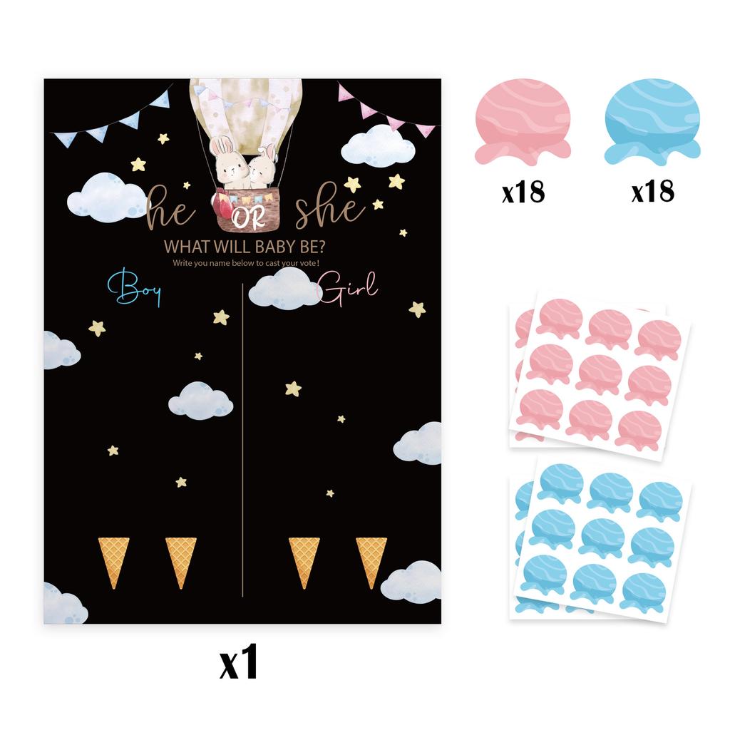Baby Reveal Party Game Card Set - Gender Prediction & Baby Shower Activity Games for Birthday Party Including 'Baby Bingo'