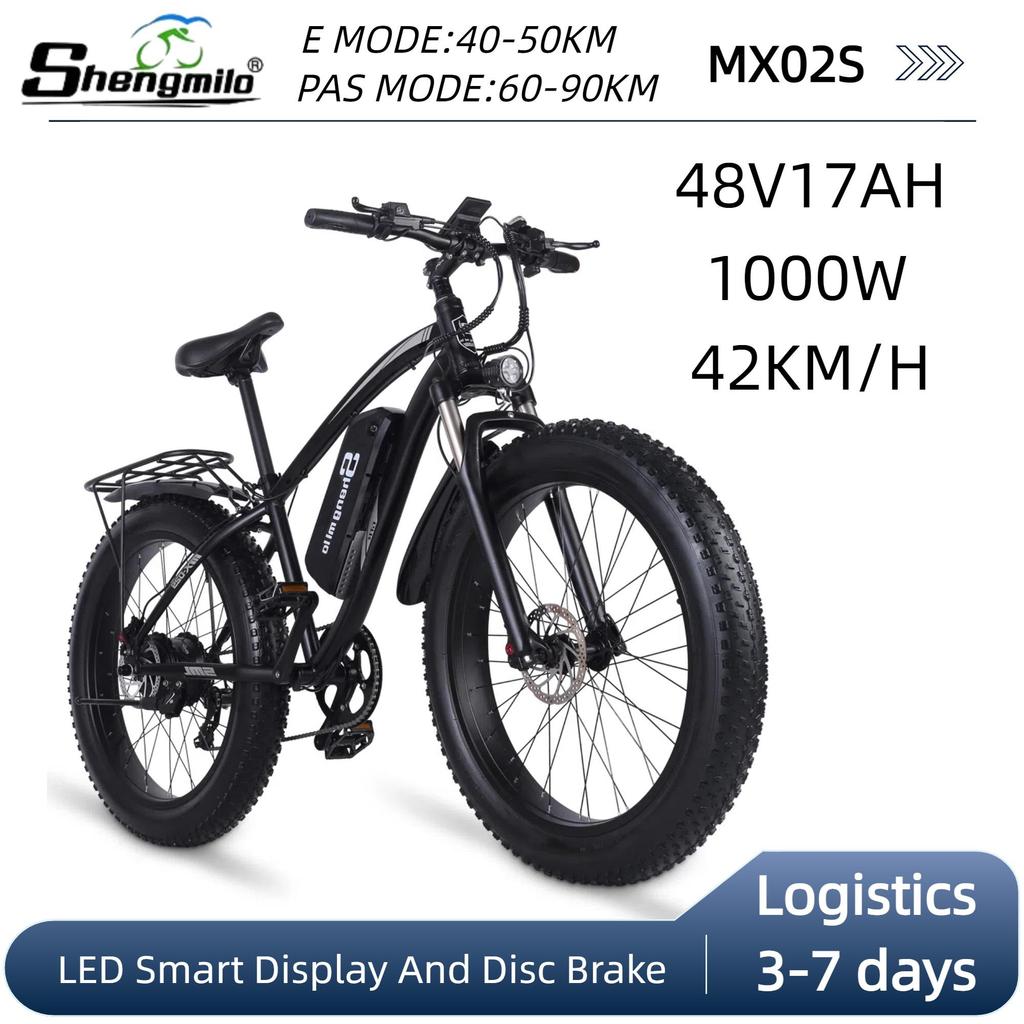 Shengmilo MX02S Aldult E Bike 48V17AH 1000W bezkartáčový motor městské elektrické kolo 26*4,0 palce s tlustými pneumatikami horské elektrokolo