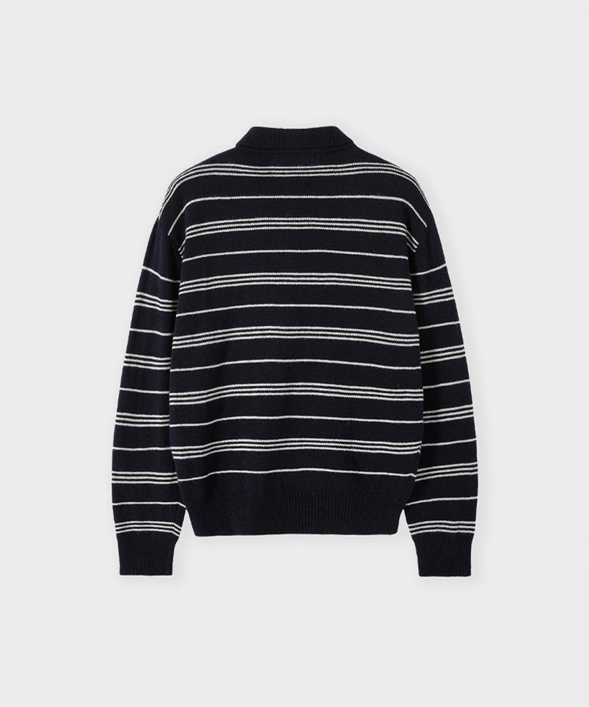 Aleukaig Stripe Collar Knit_Navy