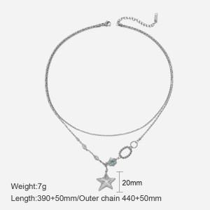 Vintage French Twisted Star Moon Pendant Necklace For Women Fashion Titanium Steel Chain
