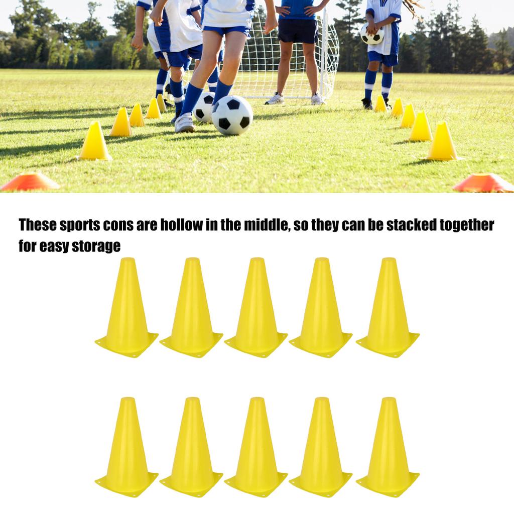 10Pcs Scoccer Cone 23cm Sports Training Traffic Cone Barrier for Basketball Football Skateboards