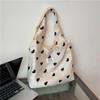 Trendy Heart-Shaped Fabric Tote Bag for Women Large Capacity Versatile Eco-Friendly Handheld Shopping Bag Casual Fashion Purse