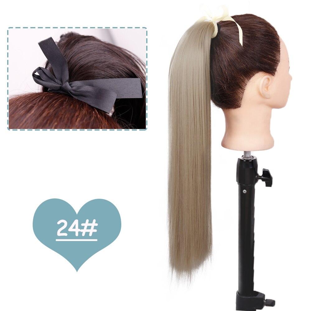 

MISS WIG Длинный прямой хвост на клипсе для наращивания волос Синтетическое волокно Термостойкое 22-дюймовый ремешок Конский хвост Светлые накладные волосы