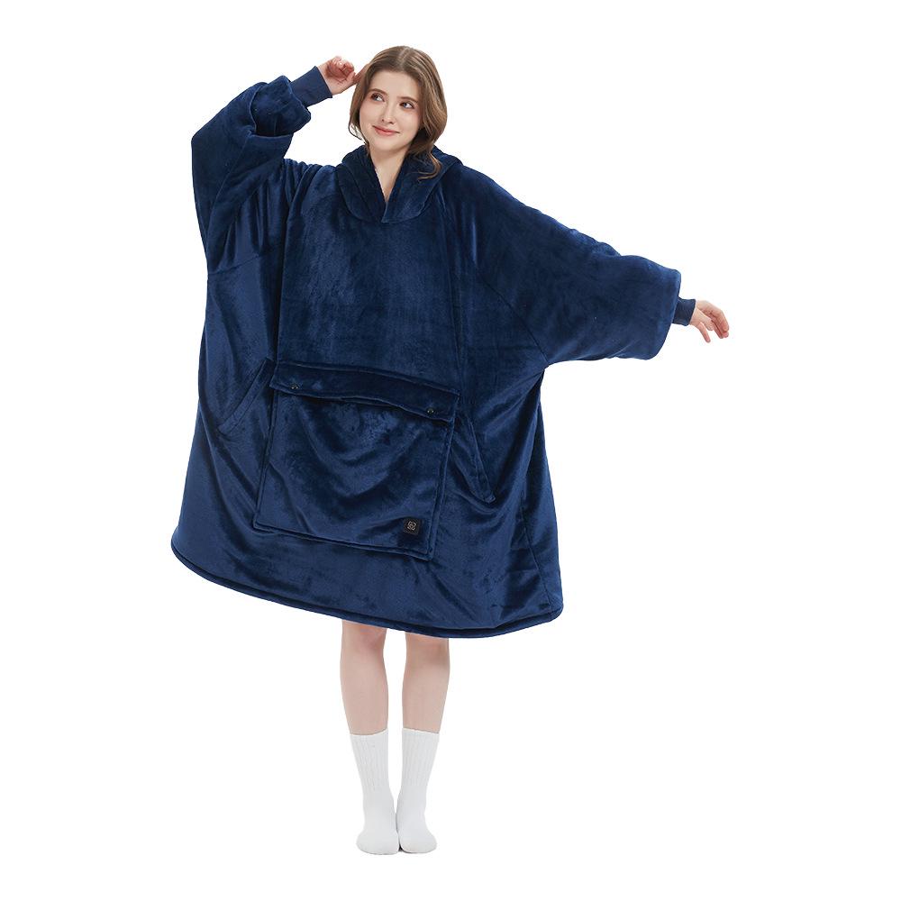 USB Three-Zone Heated Hooded Blanket – Thick, Wearable, Large Size, European & American Style