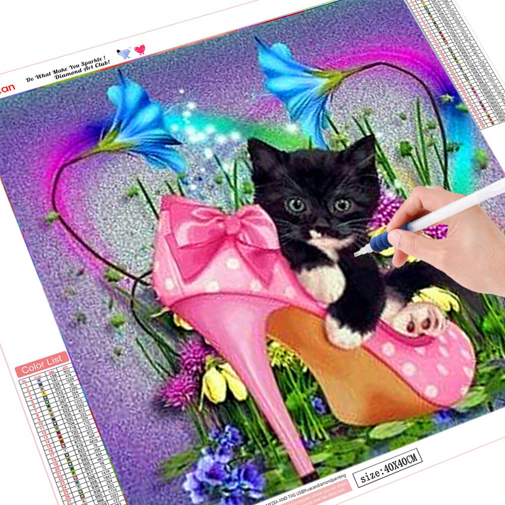 

5D DIY Алмазная картина Кот Вышивка крестиком Набор страз 20*20 cm