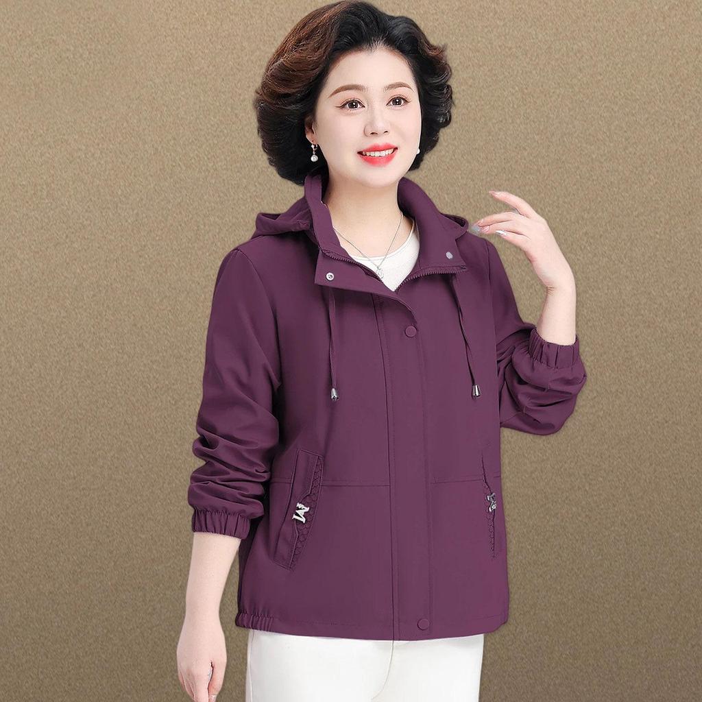 Mother's Day 2026 Stylish Hooded Windbreaker for Middle-Aged Women