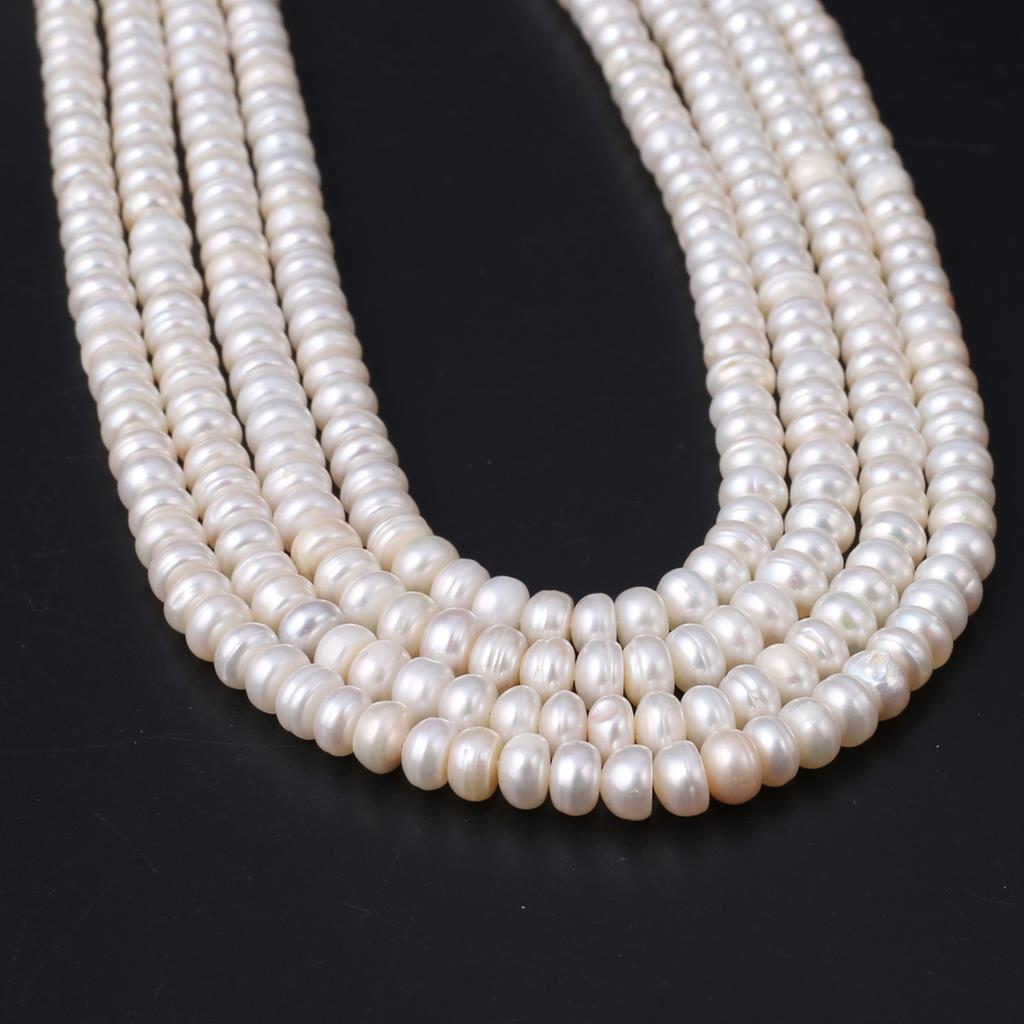 1String, White Natural Freshwater Pearls, Handmade Rondelle Pearl Beads for Jewelry Making DIY Necklaces, Bracelets Crafts (Beads 5-6mm, Length 36cm)