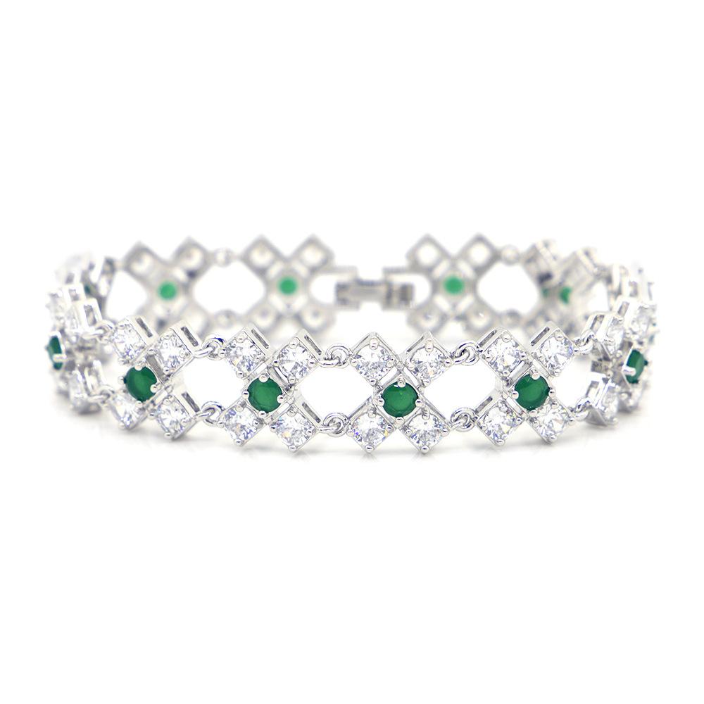 

Бабушкин Изумрудный Браслет Циркон Роскошный Геометрический Модный Женский Ручной Работы