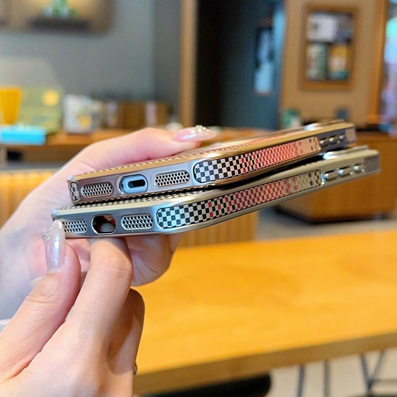 Pu Leather Phone Case for iPhone 17 Pro Max 17Air 16 Pro 15 Plus 14 Colorful Plaid Pattern Magnetic Rotating Bracket Ring Cover