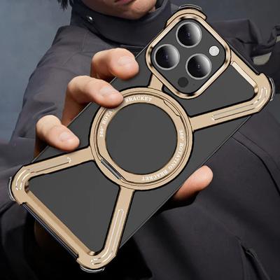 Luxusný kovový stojan v tvare Z magnetické puzdro na telefón pre iPhone 16 15 14 13 Pro Max Magsafe hliníková zliatina otočný bezrámový chladiaci kryt