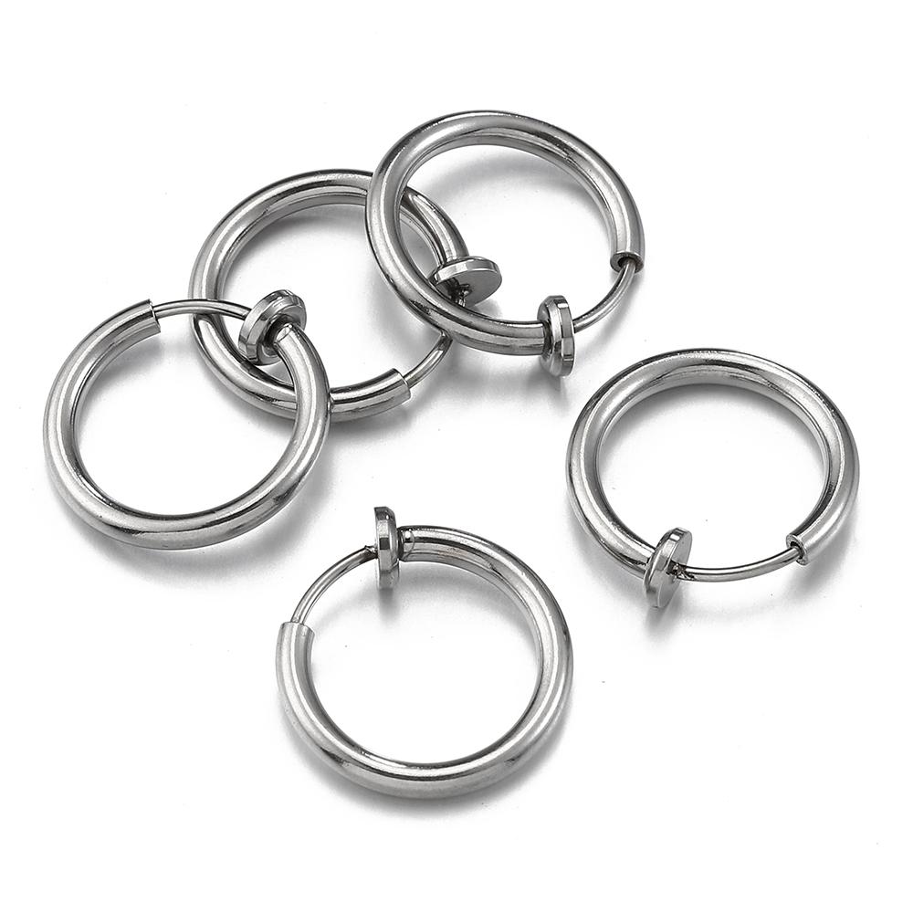 10pcs 2pcs Stainless Steel Retractable Clip On Ear Clip Hoop Non Piercing Round Earring Clips for Women Jewelry Making DIY