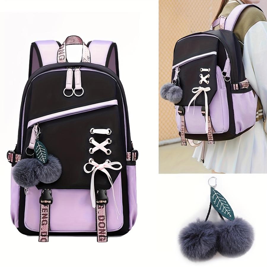 Teenagers Cute Schoolbag Shoulder Backpack Nylon Fabric Girls, Large Capacity Splash-Proof