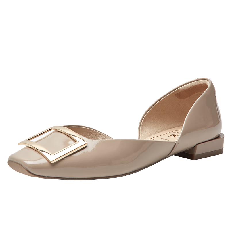 Baitiansen Women s Patent Leather Flat Shoes 36