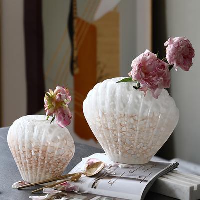 Vaso in Vetro con Conchiglie Conchiglia di Mare Buccino Capesante Vaso per Fiori Artigianato in Vetro Accessori per Composizioni Floreali Terrario Decorazione per la Casa