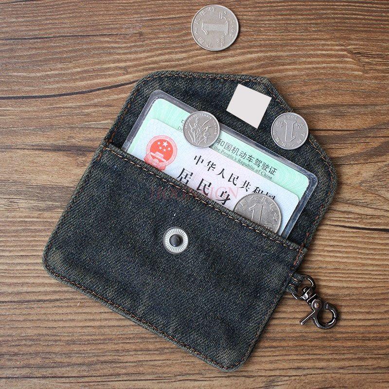 1pcs Retro denim fabric card bag for men and women, compact, ultra-thin, simple, zero wallet, driver's license