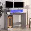 VidaXL Desk with LED Lights Computer Table Work Table Computer Furniture Study Furniture Sonoma Grey 97x45x90 Cm 820476