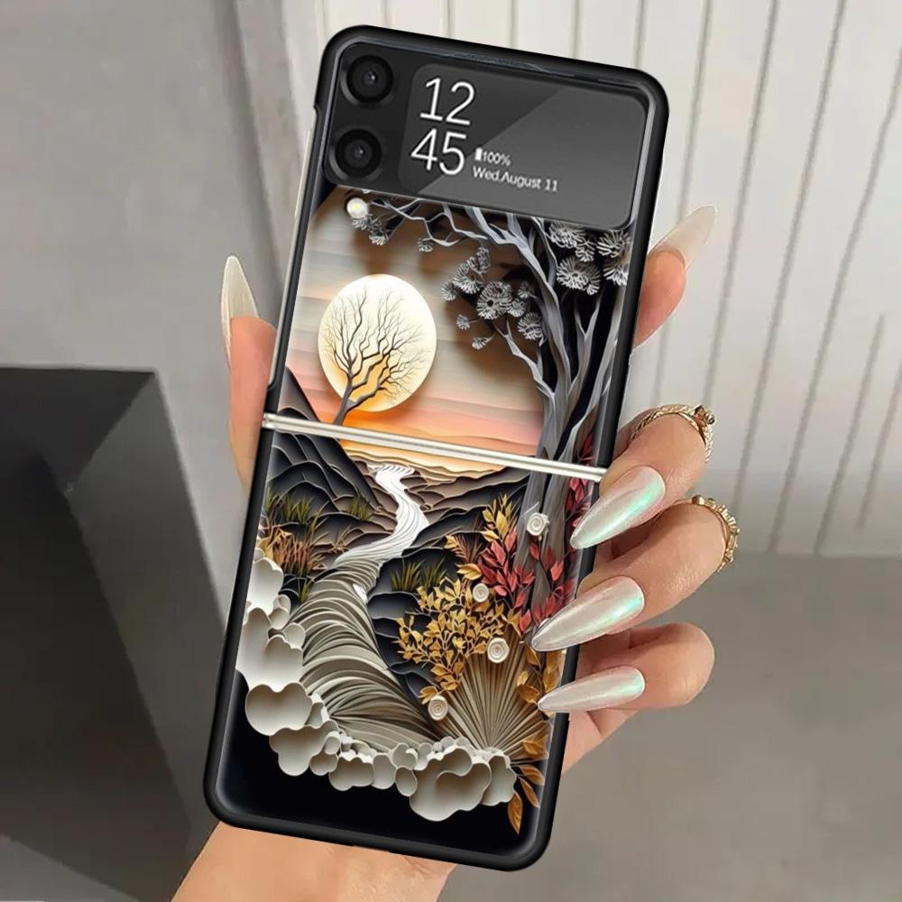 

Natural Trees in Mountain Ranges Hard PC Phone Case For Samsung Galaxy Z Flip 7 6 5 4 3 Black ZFlip7 ZFlip6 Flip5 Flip4 Flip3 5G Samsung Z Flip