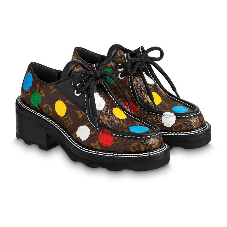 Yayoi Kusama x LOUIS VUITTON Beaubourg Schnürung Klobiger Absatz Mittlerer Niedriger Absatz Schuhe Damen Braun 1AB9MP