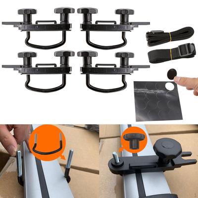 4 Piezas Abrazaderas U para Caja de Techo con Correas Herrajes para Portaequipajes de Techo de Coche Kit de Soportes para Baca de Furgoneta
