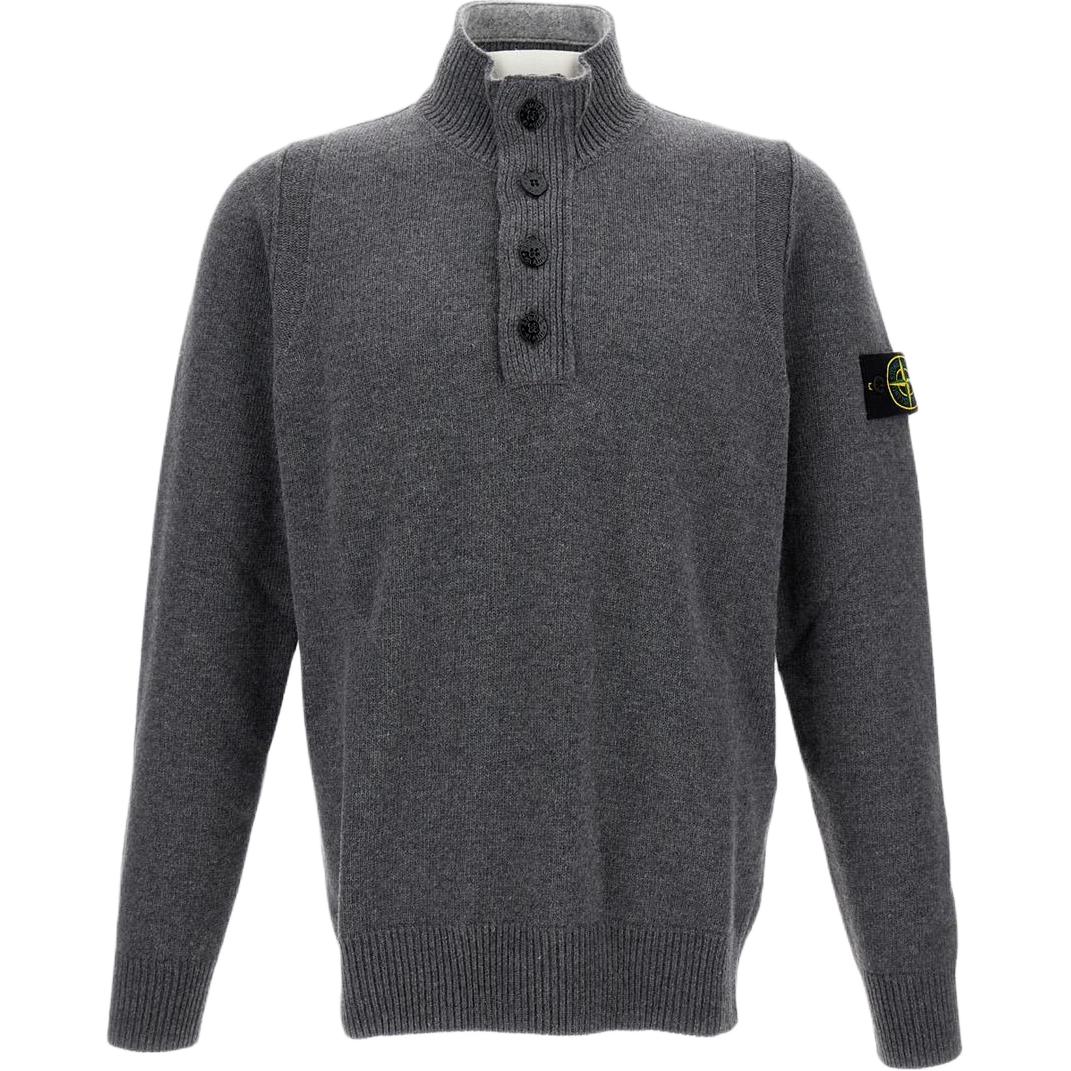 Stone Island Effen Kleur Halve Rits Opstaande Kraag Wol Gebreide Trui Unisex trui Donkergrijs K2S155100040S00A3-V0M6B M